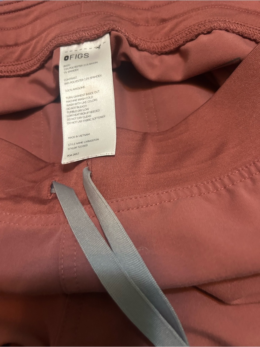 FIGS Mauve Drawstring Scrub Pants - Picture 5 of 7